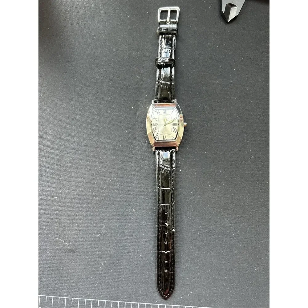 Silver Tone Black Band Women’s Quartz Watch